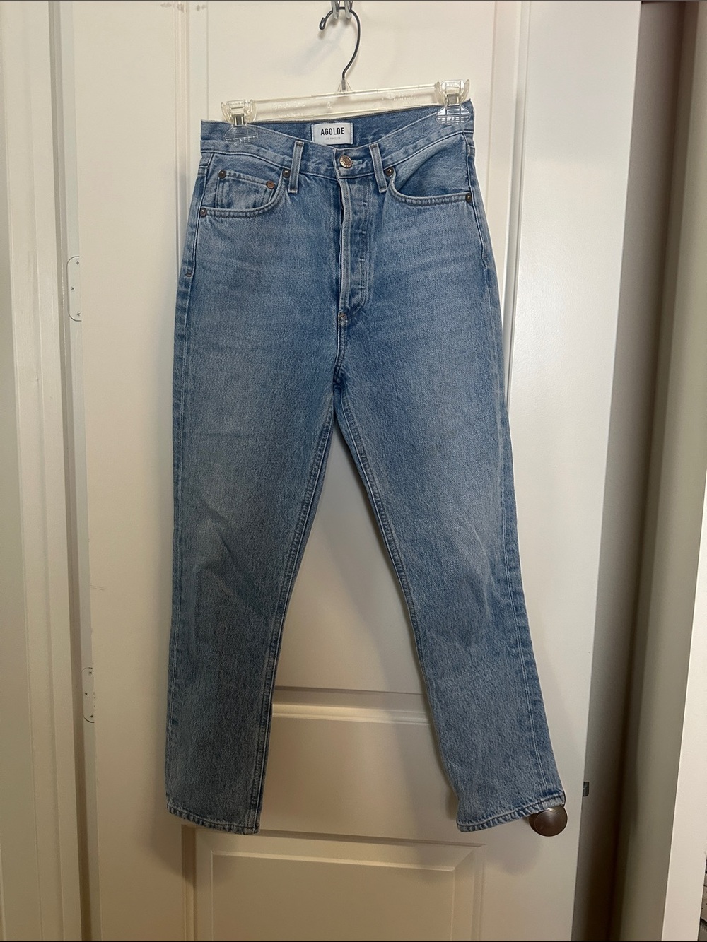 Agolde Women's Straight-Leg Light Blue Denim Jeans